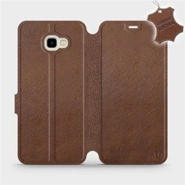 Etui ze skóry naturalnej do Samsung Galaxy J4 Plus 2018 - wzór Brown Leather