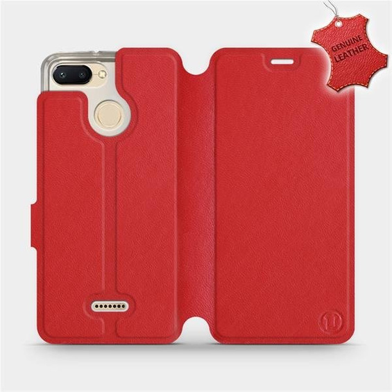 Etui ze skóry naturalnej do Xiaomi Redmi 6 - wzór Red Leather