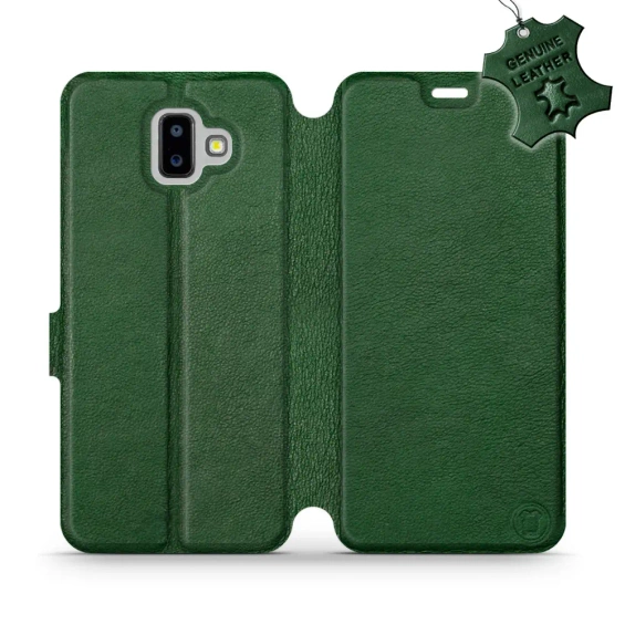 Etui ze skóry naturalnej do Samsung Galaxy J6 Plus 2018 - wzór Green Leather