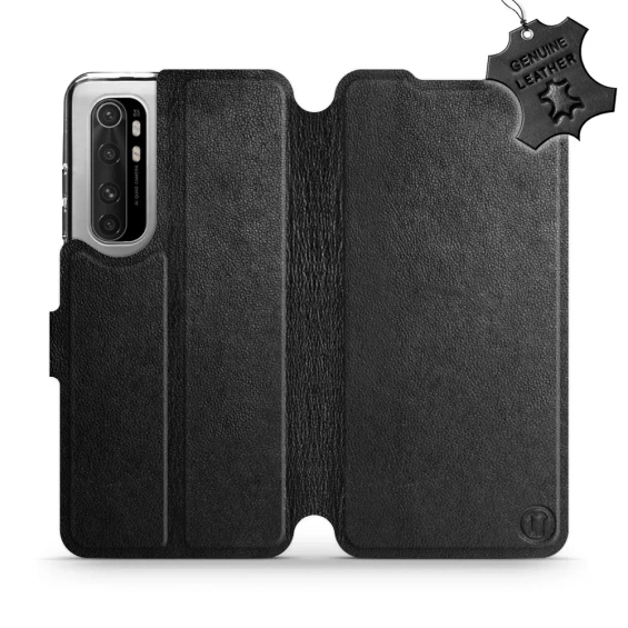 Etui ze skóry naturalnej do Xiaomi Mi Note 10 Lite - wzór Black Leather