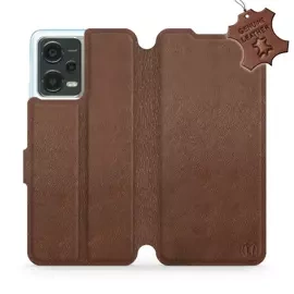 Etui ze skóry naturalnej do Xiaomi POCO X5 5G - wzór Brown Leather