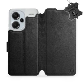 Etui ze skóry naturalnej do Xiaomi Redmi Note 13 PRO Plus - wzór Black Leather