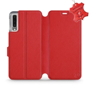 Etui ze skóry naturalnej do Samsung Galaxy A7 2018 - wzór Red Leather