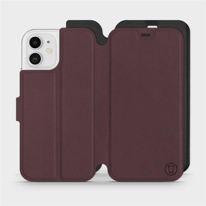 Etui Soft Touch do Apple iPhone 12 - wzór Matowy burgund z czernią