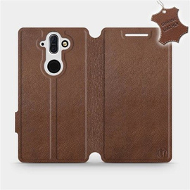 Etui ze skóry naturalnej do Nokia 8 Sirocco - wzór Brown Leather