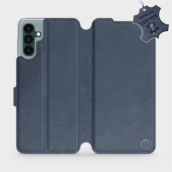 Etui ze skóry naturalnej do Samsung Galaxy A04S - wzór Blue Leather