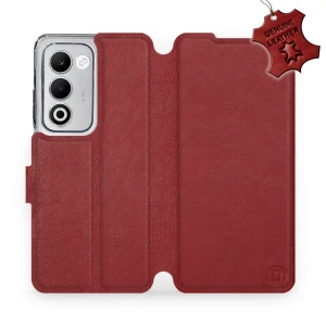 Etui ze skóry naturalnej do OPPO A5 5G - wzór Dark Red Leather