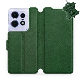 Etui ze skóry naturalnej do Motorola Edge 50 Pro - wzór Green Leather