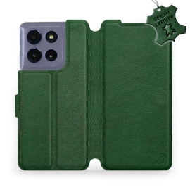 Etui ze skóry naturalnej do Motorola Moto G86 5G - wzór Green Leather