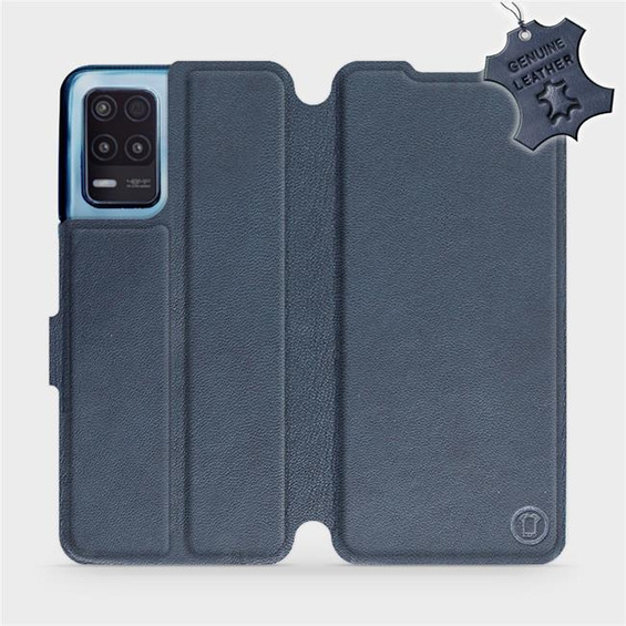 Etui ze skóry naturalnej do Realme 8 5G - wzór Blue Leather