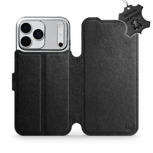 Etui ze skóry naturalnej do Apple iPhone 17 Pro Max - wzór Black Leather