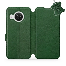 Etui ze skóry naturalnej do Nokia X10 - wzór Green Leather
