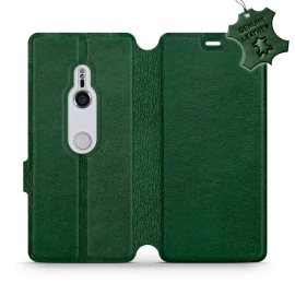 Etui ze skóry naturalnej do Sony Xperia XZ3 - wzór Green Leather