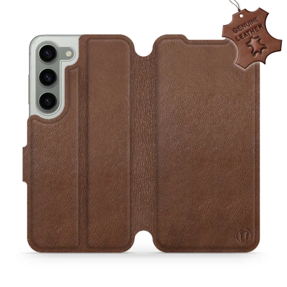 Etui ze skóry naturalnej do Samsung Galaxy S23 - wzór Brown Leather