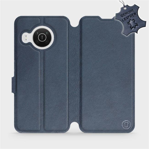 Etui ze skóry naturalnej do Nokia X10 - wzór Blue Leather