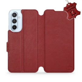 Etui ze skóry naturalnej do Samsung Galaxy A54 - wzór Dark Red Leather