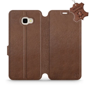 Etui ze skóry naturalnej do Samsung Galaxy J4 Plus 2018 - wzór Brown Leather