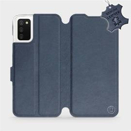 Etui ze skóry naturalnej do Samsung Galaxy A03S - wzór Blue Leather