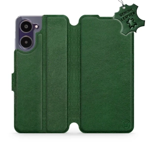 Etui ze skóry naturalnej do Realme 10 - wzór Green Leather