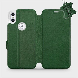 Etui ze skóry naturalnej do Motorola One - wzór Green Leather