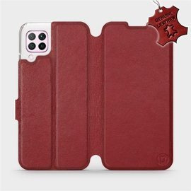 Etui ze skóry naturalnej do Huawei P40 Lite - wzór Dark Red Leather