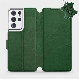 Etui ze skóry naturalnej do Samsung Galaxy S21 Ultra - wzór Green Leather