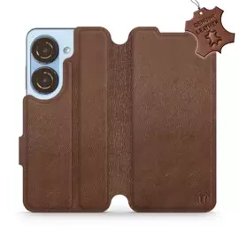 Etui ze skóry naturalnej do Asus Zenfone 10 - wzór Brown Leather