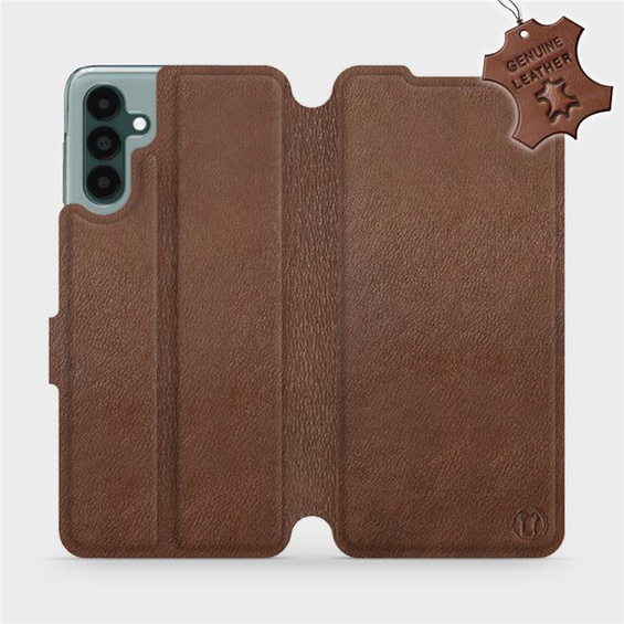 Etui ze skóry naturalnej do Samsung Galaxy A04S - wzór Brown Leather