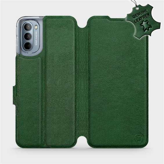 Etui ze skóry naturalnej do Motorola Moto G31 - wzór Green Leather