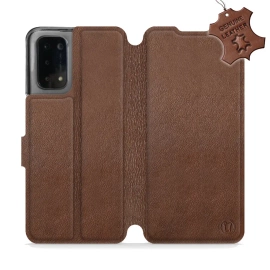 Etui ze skóry naturalnej do OPPO A54 5G - wzór Brown Leather