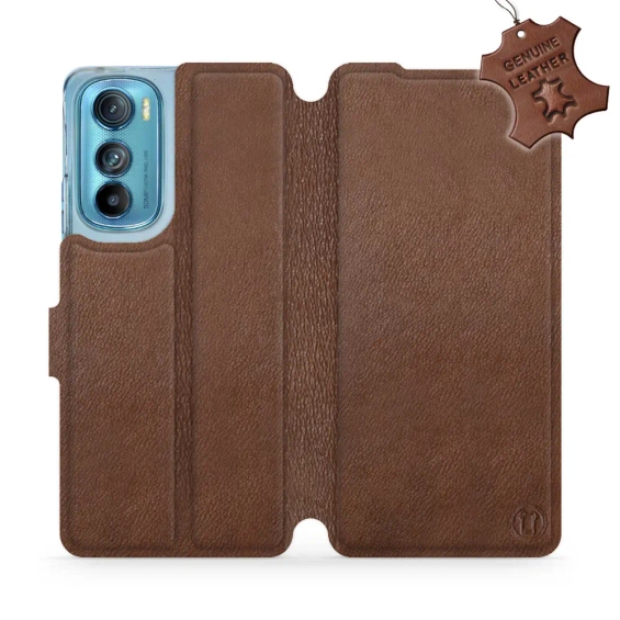 Etui ze skóry naturalnej do Motorola Edge 30 5G - wzór Brown Leather