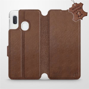 Etui ze skóry naturalnej do Samsung Galaxy A20e - wzór Brown Leather