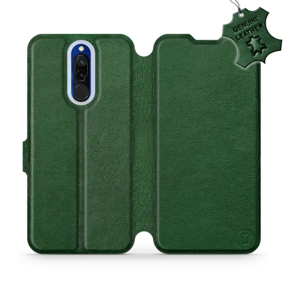 Etui ze skóry naturalnej do Xiaomi Redmi 8 - wzór Green Leather
