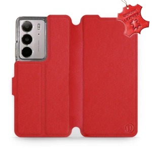 Etui ze skóry naturalnej do Realme C75 - wzór Red Leather
