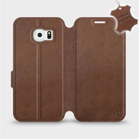 Etui ze skóry naturalnej do Samsung Galaxy S6 Edge - wzór Brown Leather