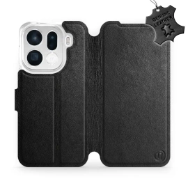 Etui ze skóry naturalnej do OPPO Find X9 pro - wzór Black Leather