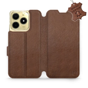 Etui ze skóry naturalnej do Realme C61 - wzór Brown Leather