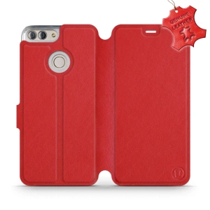 Etui ze skóry naturalnej do Huawei P Smart - wzór Red Leather