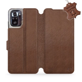 Etui ze skóry naturalnej do Xiaomi POCO M5s - wzór Brown Leather