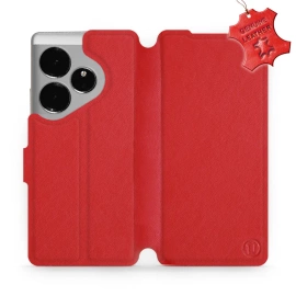 Etui ze skóry naturalnej do Realme GT 6 - wzór Red Leather