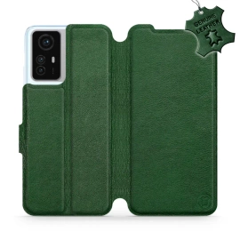 Etui ze skóry naturalnej do Xiaomi Redmi Note 12S - wzór Green Leather