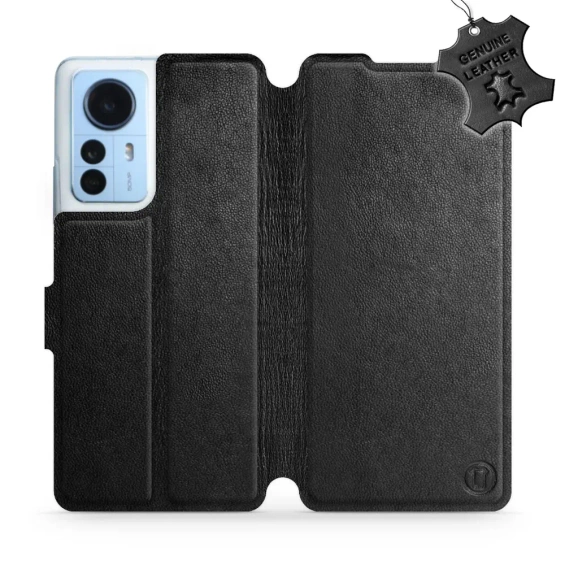 Etui ze skóry naturalnej do Xiaomi 12 Pro - wzór Black Leather