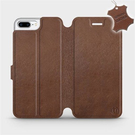 Etui ze skóry naturalnej do Apple iPhone 8 Plus - wzór Brown Leather