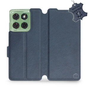 Etui ze skóry naturalnej do Motorola Edge 60 - wzór Blue Leather