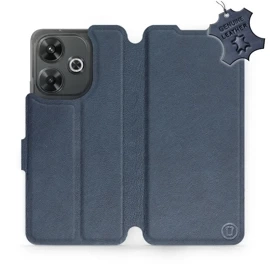 Etui ze skóry naturalnej do Xiaomi Redmi 13 - wzór Blue Leather