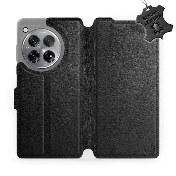 Etui ze skóry naturalnej do OnePlus 12R - wzór Black Leather