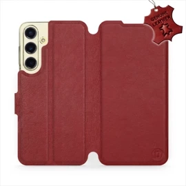 Etui ze skóry naturalnej do Samsung Galaxy S24 FE - wzór Dark Red Leather