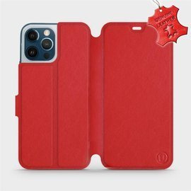 Etui ze skóry naturalnej do Apple iPhone 12 Pro Max - wzór Red Leather