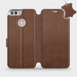 Etui ze skóry naturalnej do Huawei P Smart - wzór Brown Leather