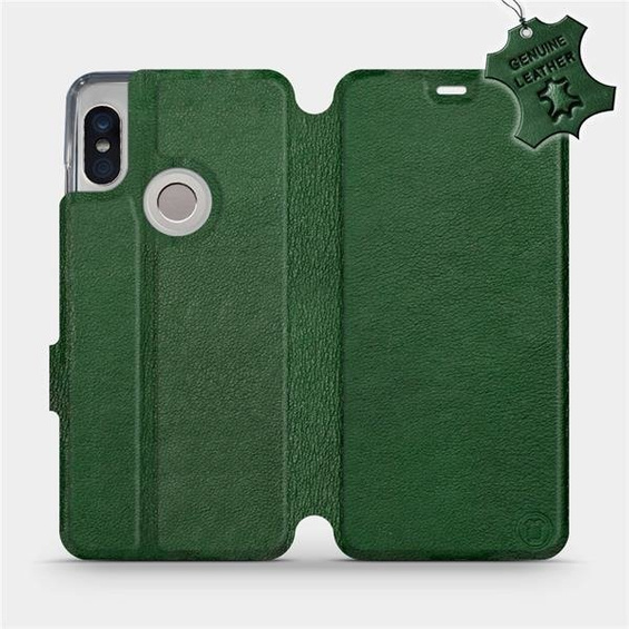 Etui ze skóry naturalnej do Xiaomi Redmi Note 5 - wzór Green Leather